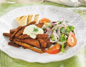 Gyros de seitán con tzatziki de eneldo
