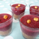 Pudding de choco-avellanas con chia-tina de frambuesa