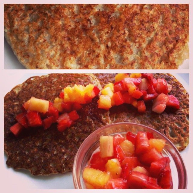 Sunday brunch!! With #buckwheat & #quinoa #pancakes + #strawberry #pineapple #agave #raw #jam #vegan #veganfood #healthy #protein #hapiness :-)